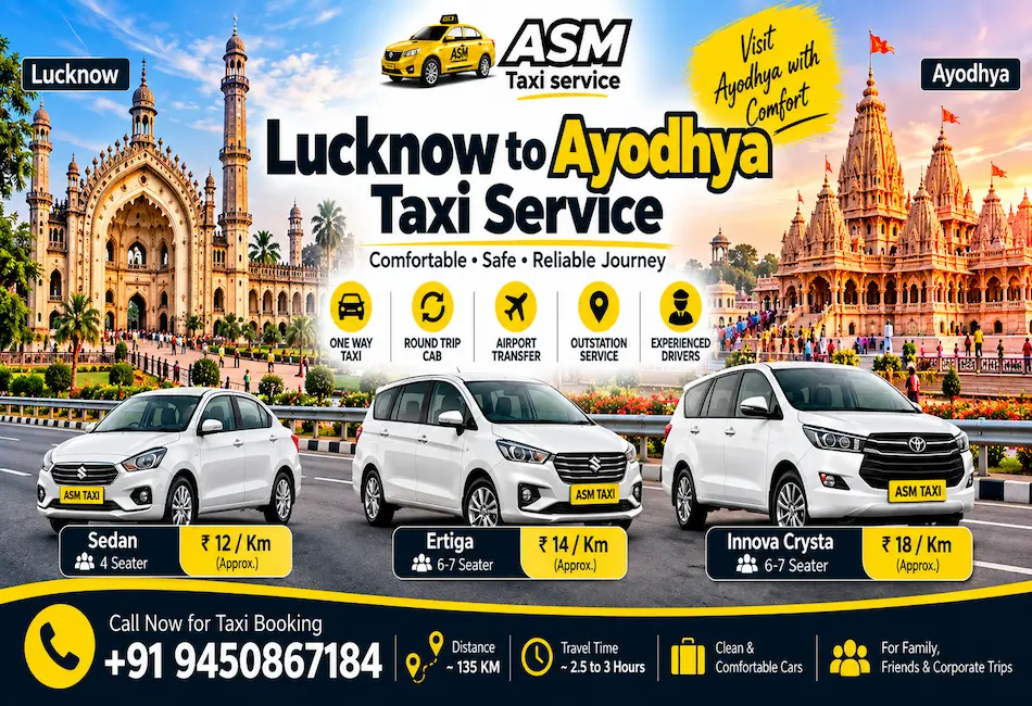 Lucknow to Ayodhya Taxi Service and cab booking