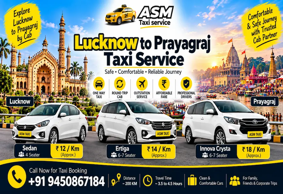 Lucknow to Prayagraj Taxi Service and Cab Booking