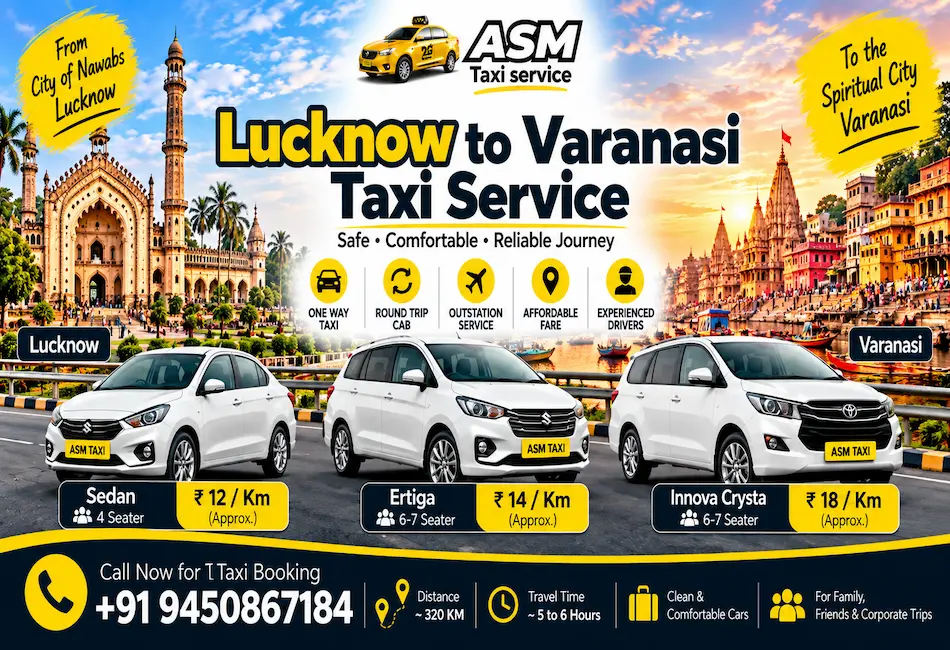 Lucknow to Varanasi Taxi Service and Cab Booking