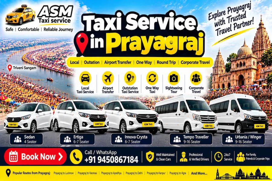 Taxi Service in Prayagraj - Local Sightseeing & Outstation Cabs