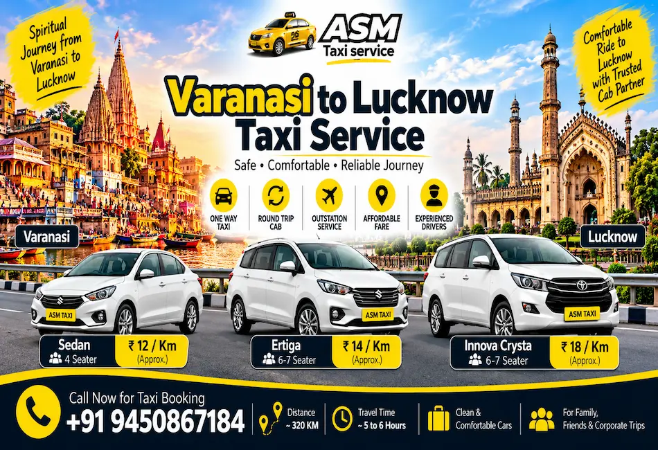 Varanasi to Lucknow Taxi Service and Cab Booking